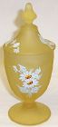 Westmoreland Glass Yellow Mist hp DAISIES COLONIAL CANDY DISH w/LID