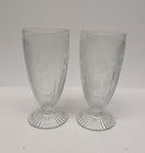 2 - Jeannette Glass Crystal IRIS and HERRINGBONE 6 In FOOTED TUMBLERS