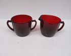 Anchor Hocking Fire King ROYAL RUBY Two-Handled CREAMER and SUGAR