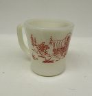 Anchor Hocking Fire King DAVY CROCKETT 3 1/4 In Handled MUG-Red Script