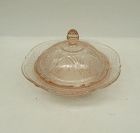 Hazel Atlas Depression Glass Pink ROYAL LACE Round BUTTER DISH w/LID