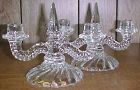 Fostoria Elegant Glass Crystal COLONY DOUBLE BRANCH CANDLE STICKS,Pair