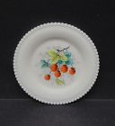 Westmoreland Milk Glass BEADED EDGE 6 In Hand Painted STRAWBERRY PLATE