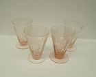 4 - Cambridge Pink CHRYSANTHEMUM 4 5/8 In 8 Oz Footed JUICE GLASSES