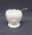 Westmoreland Milk Glass PANELED GRAPE 3 3/4 Cupped MAYONNAISE w/LADLE