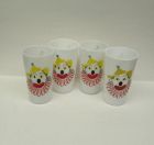 Hazel Atlas Milk White 5 Inch High CLOWN TUMBLERS, Set of Four