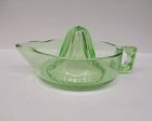 McKee Glass Apple Green SUNKIST Handled Orange REAMER JUICER, U.S.A.