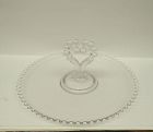 Imperial Glass Crystal CANDLEWICK 12 In HEART SHAPED HANDLED PLATE