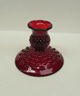 Fenton Art Glass Ruby Red HOBNAIL 3 1/2 Inch SINGLE CANDLE HOLDER