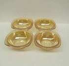 4 -Jeannette Glass Iridized FLORAGOLD LOUISA 4 1/2" Square FRUIT BOWLS