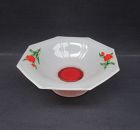 Westmoreland Glass Frosted RED TULIP 9 1/4 Inch Footed OCTAGONAL BOWL