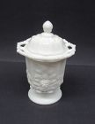 Westmoreland Milk Glass PANELED GRAPE 7 In Lace Edge SUGAR BOWL w/LID