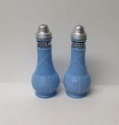 Jeannette Delphite Blue BASKET WEAVE 6 Inch SALT and PEPPER Shakers,OL