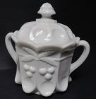 Westmoreland Milk Glass CHERRY and CABLE Two-Handled COOKIE JAR w/LID