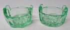 Vintage Light Green PANELED 1 1/2 Inch SALT DIPS, Set of TWO