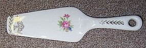 Harker China 9 1/4 Inch Pink FLORAL PIE SERVER w/Gold
