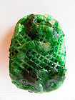 Chinese open work jade toggle with water dragon
