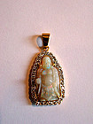 Opal Budai or Hotei pendant with gold and diamonds