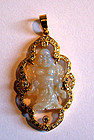 Opal Hotei or Budai pendant mounted in gold, diamonds