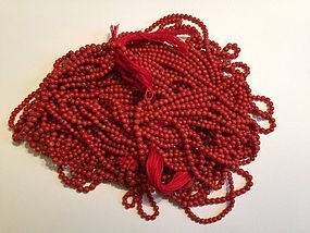 Strings of natural red coral beads