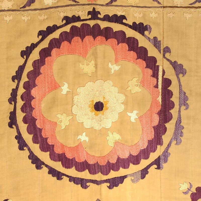 Rare Antique Uzbek Susani Prayer Arch Embroidery, c. 1900.