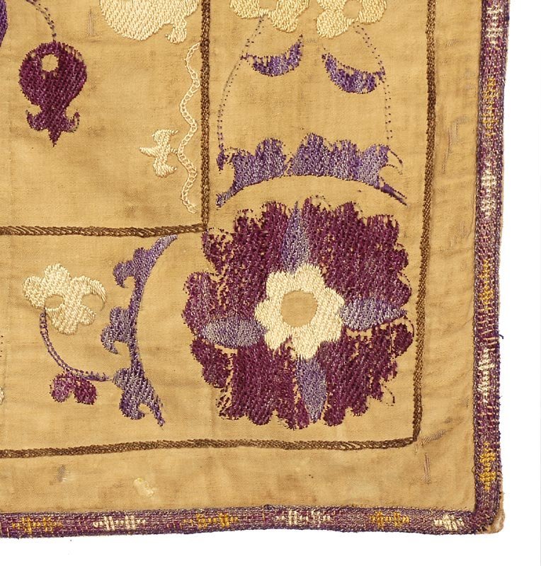 Rare Antique Uzbek Susani Prayer Arch Embroidery, c. 1900.