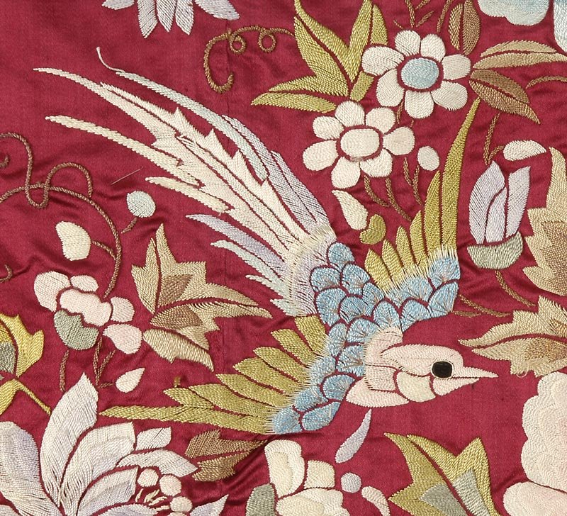 Old Chinese Embroidered Silk Cover, c. 1940.