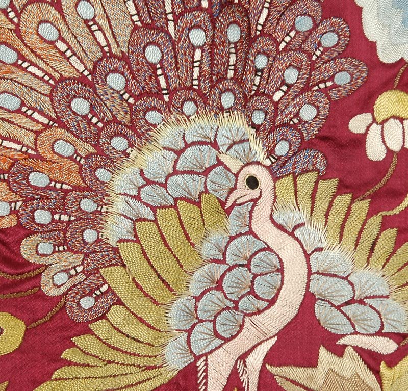 Old Chinese Embroidered Silk Cover, c. 1940.