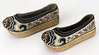 A Pair Chinese Embroidered Manchu Shoes, 19th C.