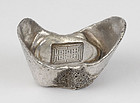 Antique Chinese Silver Ingot with Double Happiness.