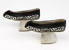 Pair of Chinese Manchu Horse-Hoof Shoes, late Qing.