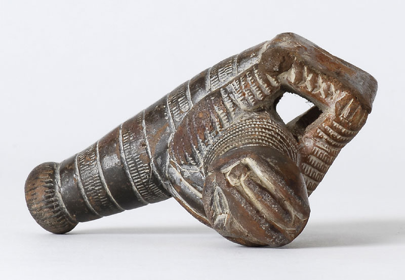 Antique African Ashanti Figural Tobacco Clay Pipe Bowl.