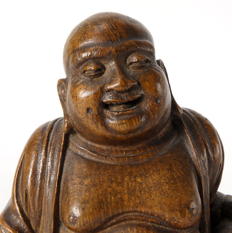 Antique Chinese Carved Bamboo Budai, 18th /19th C.