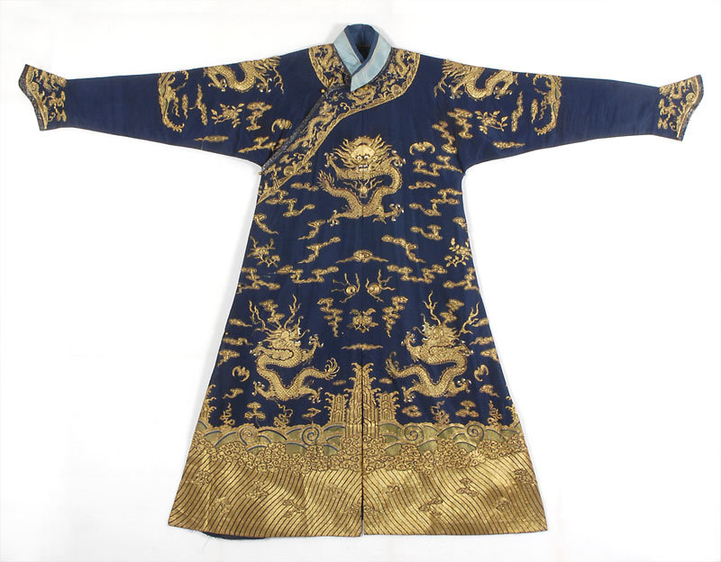 Chinese Embroidered Summer Dragon Robe, late Qing.