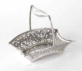 Early 20th C. Chinese Export Silver Basket w. Openwork.