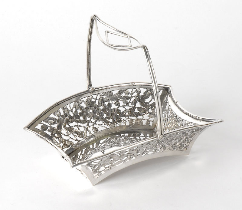 Early 20th C. Chinese Export Silver Basket w. Openwork.