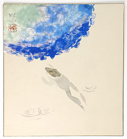 Japanese Nihonga Painting by Suda Kyochu, c. 1950.