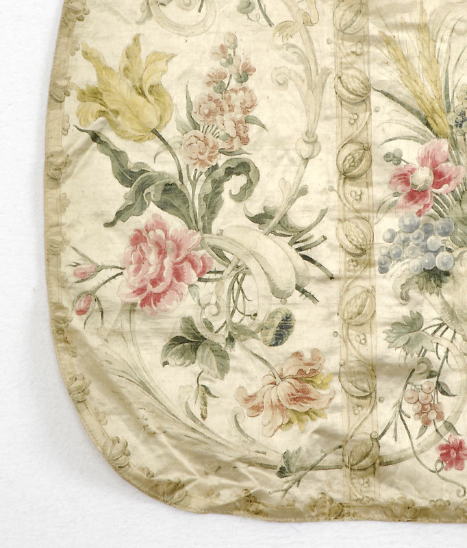 18th C. French Painted Silk Fragment of Chasuble.