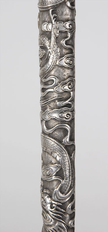 Antique Chinese Export Silver Cane Handle, c. 1910.