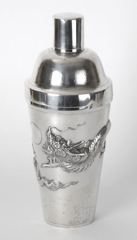 Large Chinese Export Silver Cocktail Shaker, c. 1920.