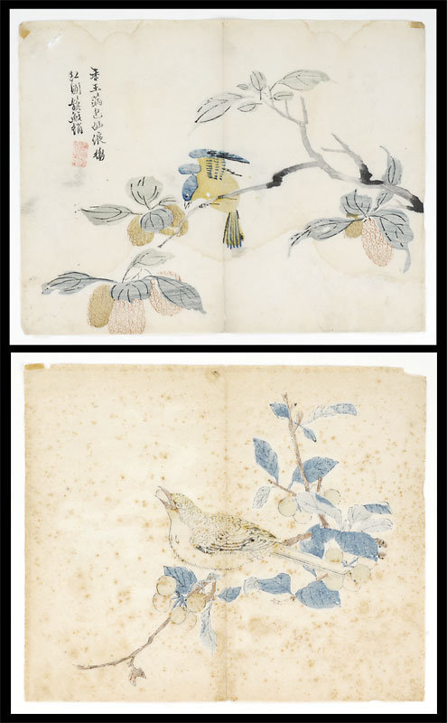 Two Chinese Album Leaves from Painting Manual, 18th.