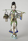 Chinese Silver Enamel Figure of He Xiangu Figure.