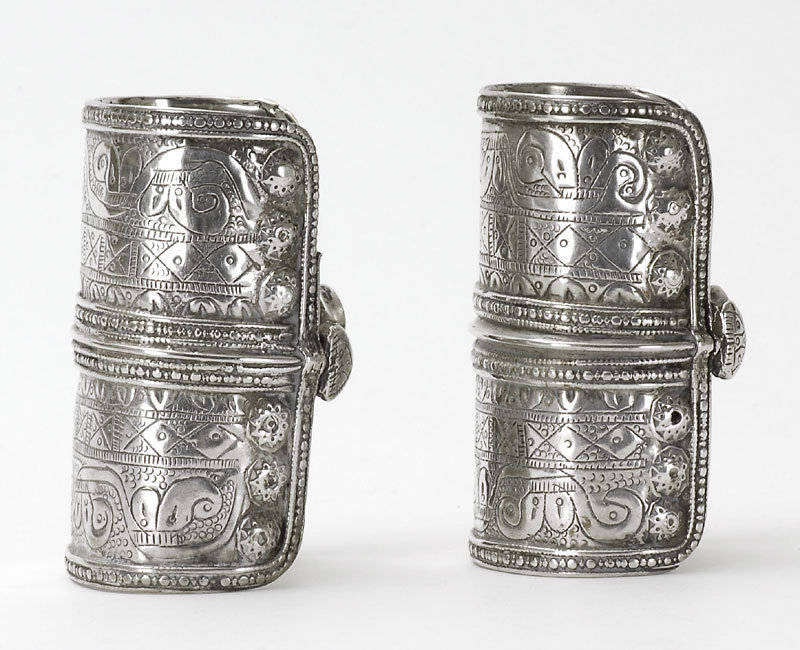 Pair of Turkoman Ersari &quot;Bilezik&quot; Silver Cuff Bangles