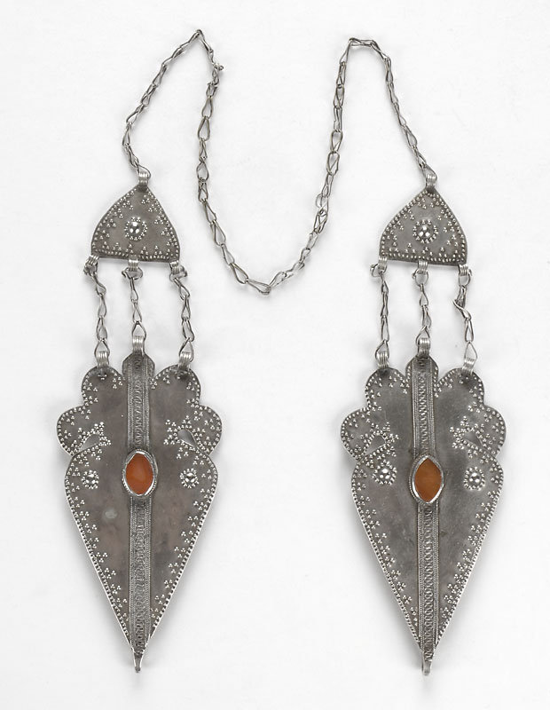 Old Turkoman Woman's Cap Silver Ornament - &quot;Canne&quot;.