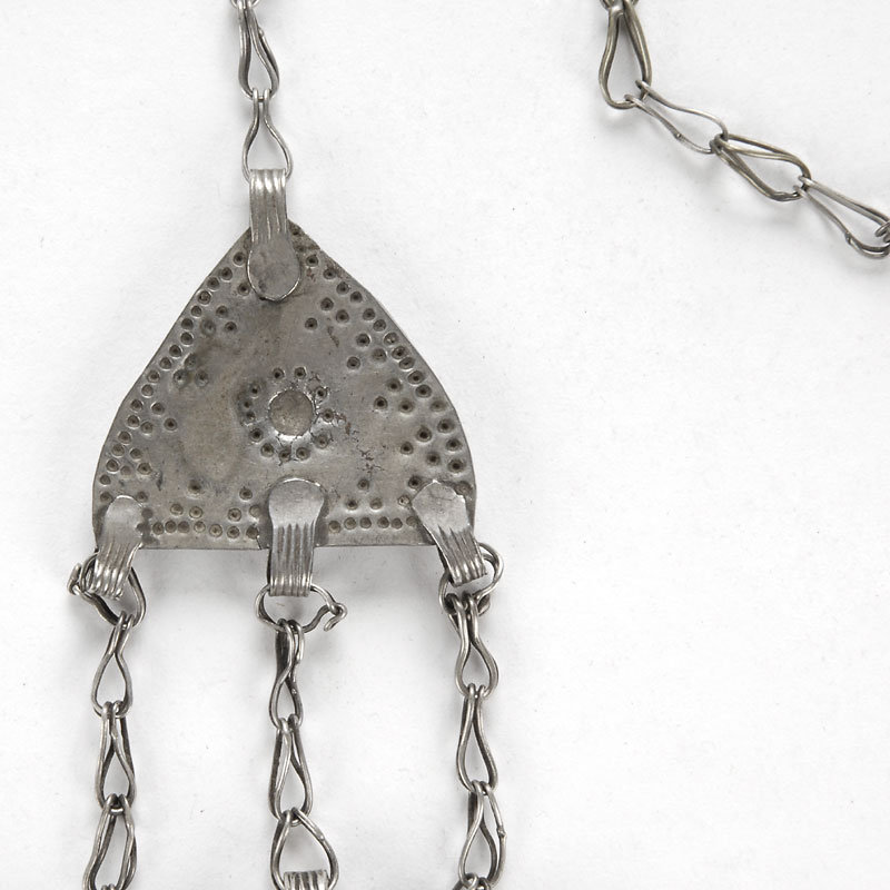Old Turkoman Woman's Cap Silver Ornament - &quot;Canne&quot;.