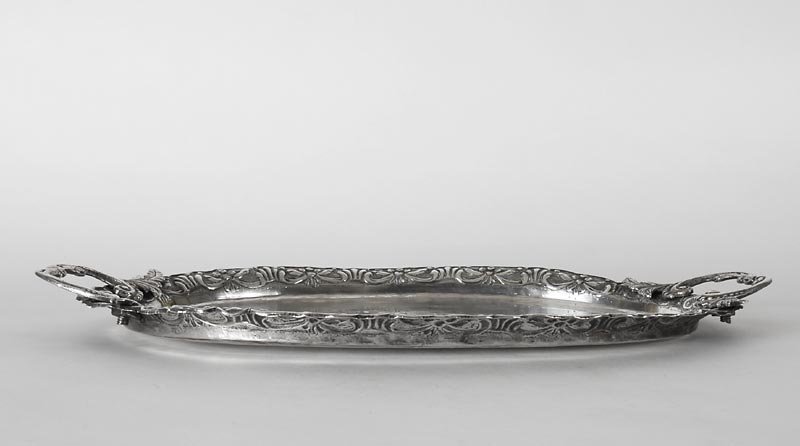 An Ottoman Silver Repousse Tray, Turkey, 19th C.