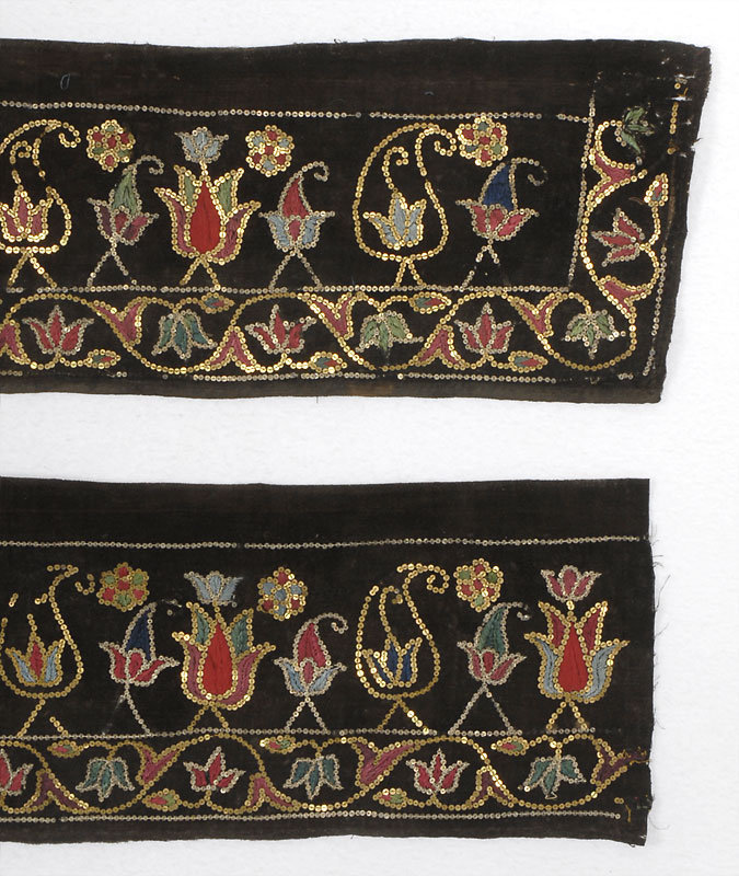 Two Indo Persian Embroidered Velvet Panels w. Sequins