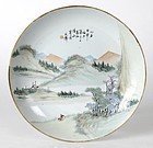 Chinese Porcelain Plate w. Landscape in Qianjiang, # 1