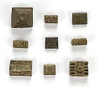 Collection of 9 African Akan Brass Gold Weights, 18th / 19th C.