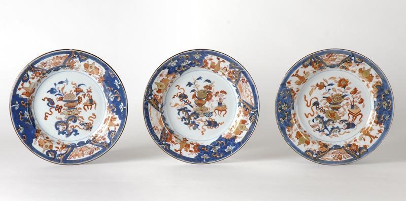 Three Kangxi Chinese Export Porcelain Imari Plates.